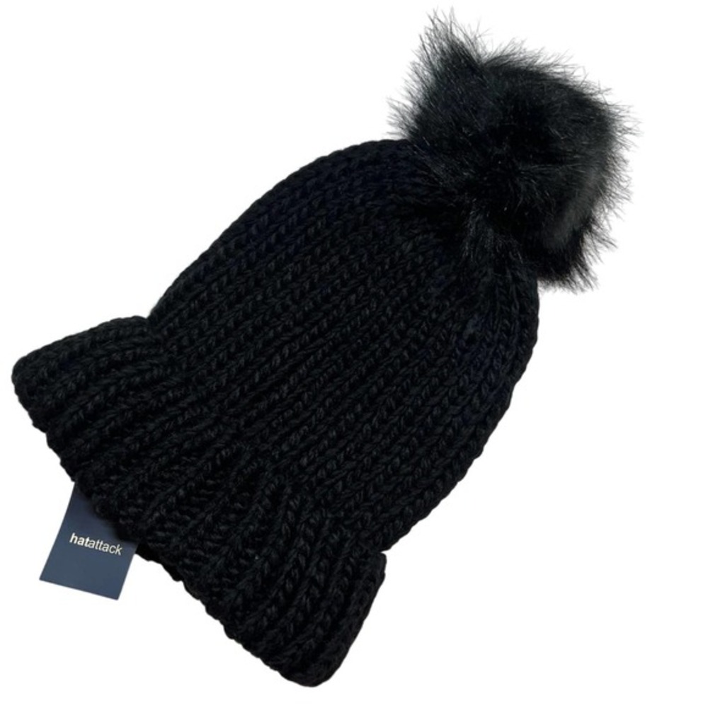 Hat Attack Bryce Beanie‎ with Removable Pom New Black
